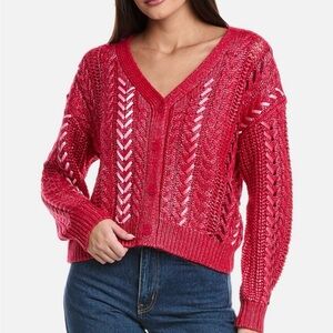 Cinq a Sept Red Knit Sweater Cardigan